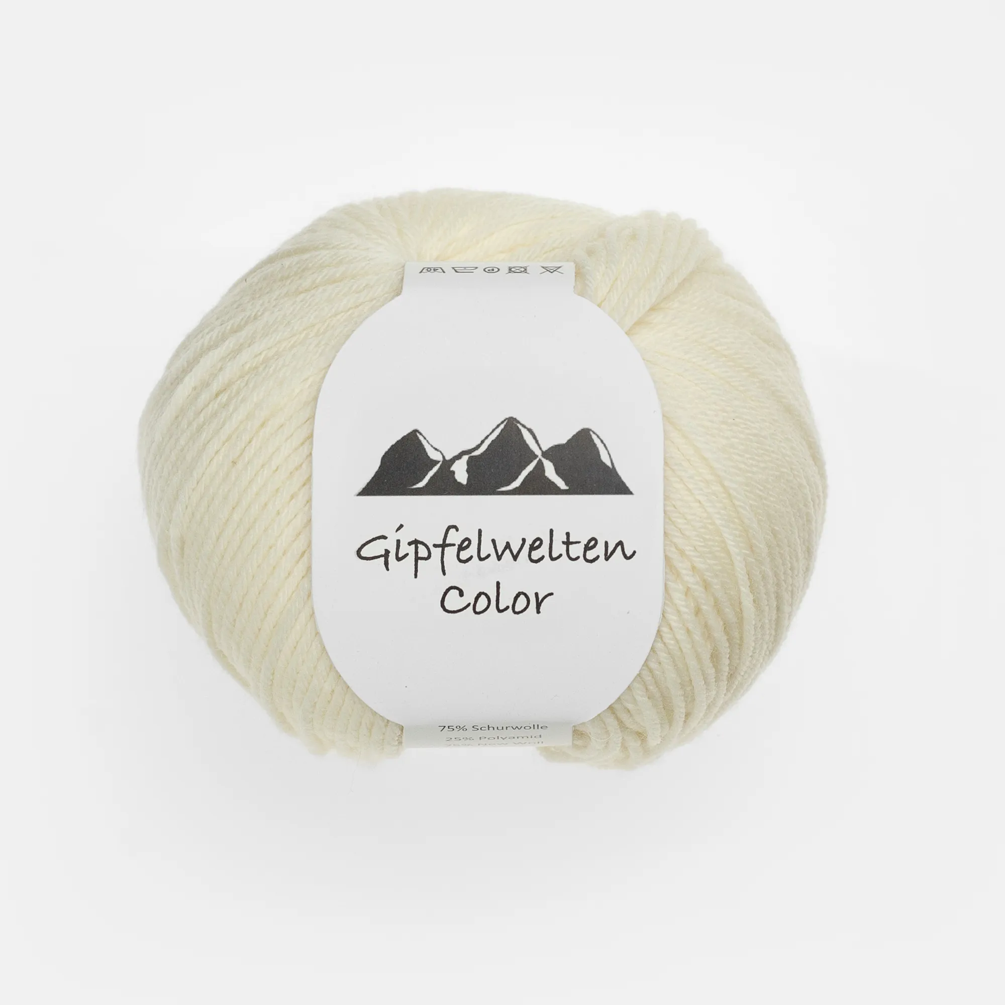 1_1_555 “Gipfelwelten Color” 01 ecru, 50 gr balls – 75 % Merino wool extra fine/25 % Polyamide