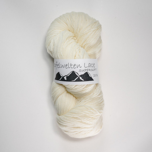 Gipfelwelten Lace Supersoft 20/3 - 85% Extrafeine Merinowolle / 15%PA - 100 gr Strang - Mulesingfrei