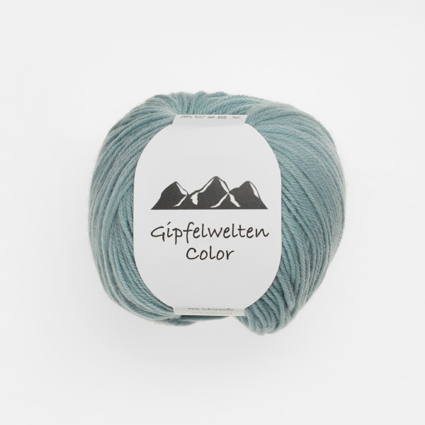 “Gipfelwelten Color” 08 ice blue, 50 gr balls – 75 % Merino wool extra fine/25 % Polyamide