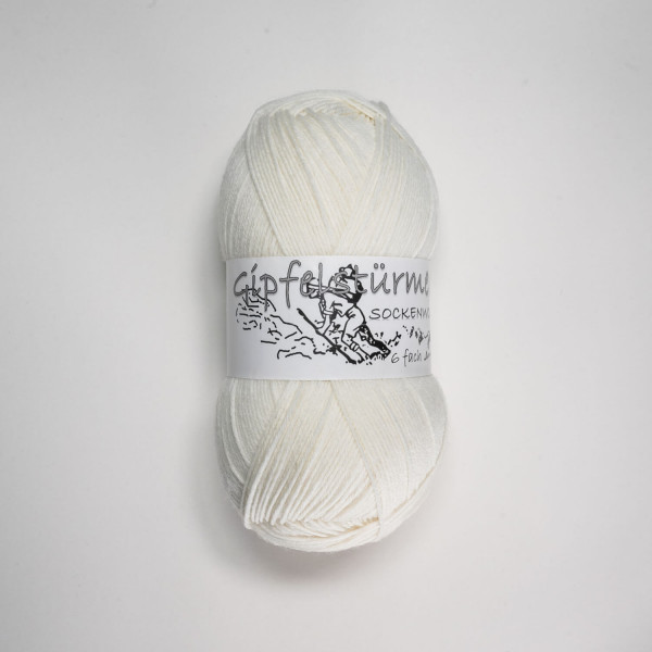 Gipfelstürmer Sockenwolle - 6-Fach 150 gr Knäuel - Weiß - Mulesingfrei