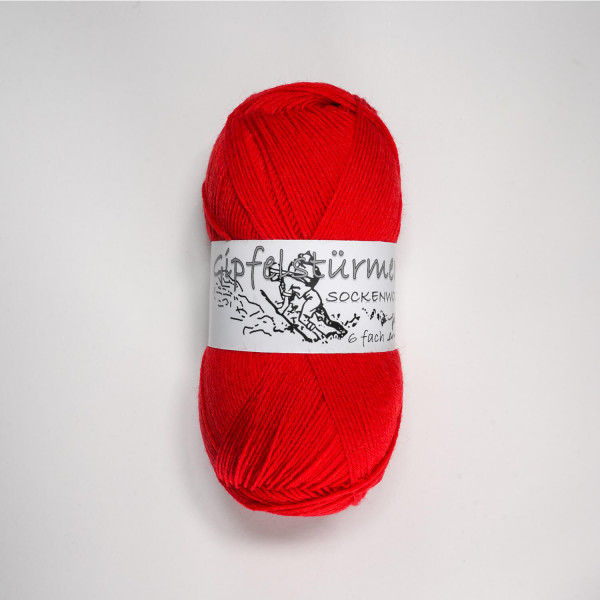 Gipfelstürmer Sockenwolle - 6-Fach 150 gr Knäuel - Rot - Mulesingfrei
