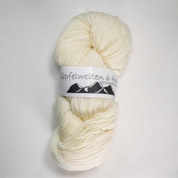 “Gipfelwelten” 16/6, 75 % extra fine Merino wool/25 % Polyamide – 150 gr. skein – mulesing free