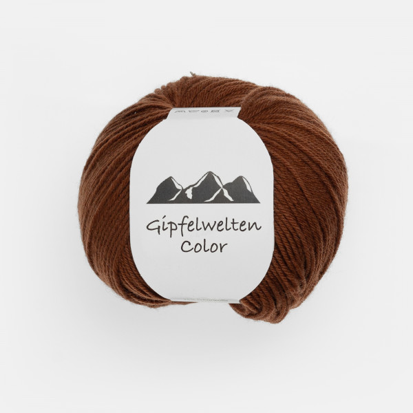 “Gipfelwelten Color” 18 chocolate, 50 gr balls – 75 % Merino wool extra fine/25 % Polyamide