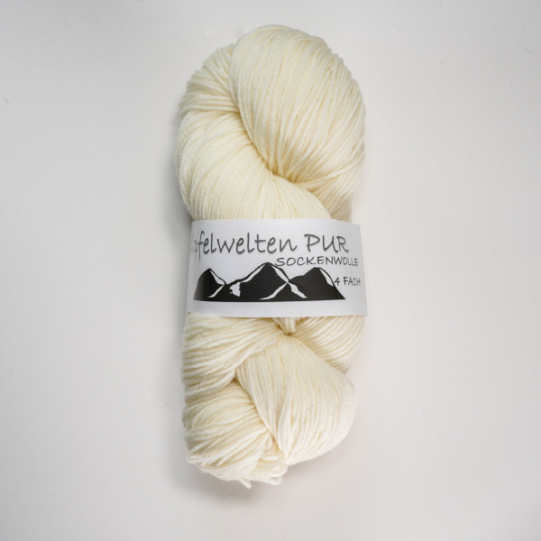 “Gipfelwelten PUR” 16/4, 100 % extra fine Merino – 100 gr skein – mulesing free