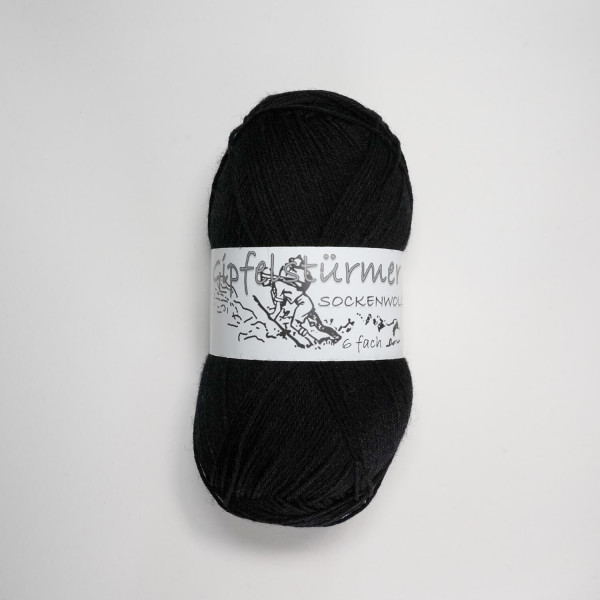 „Gipfelstürmer“ sock yarn, 150 gr balls, 6-ply, black, mulesing free