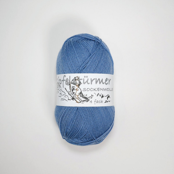 Gipfelstürmer Sockenwolle - 4-Fach 100 gr Knäuel - Jeans Blau - Mulesingfrei