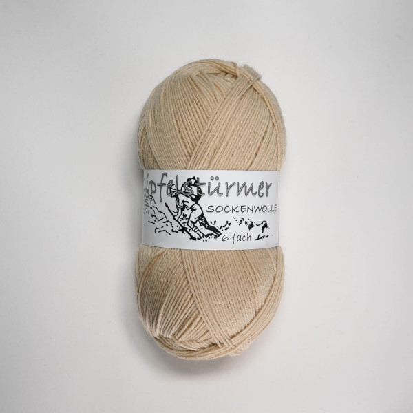 „Gipfelstürmer“ sock yarn, 150 gr balls, 6-ply, sand, mulesing free