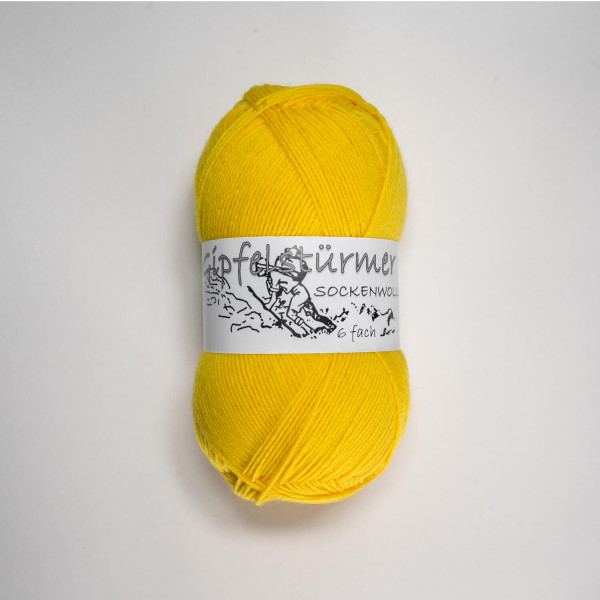 „Gipfelstürmer“ sock yarn, 150 gr balls, 6-ply, yellow, mulesing free