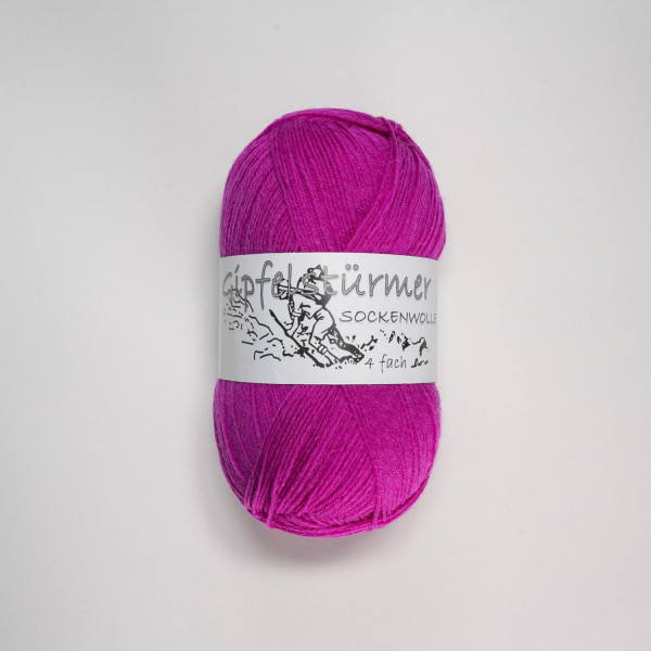 Gipfelstürmer Sockenwolle - 4-Fach 100 gr Knäuel - Pink - Mulesingfrei